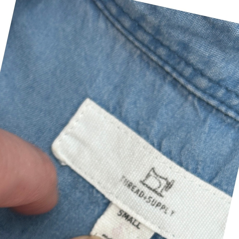 Thread & Supply Women Light Blue Tencel Lyocell Button Down Shirt Small TS-101 - Picture 8 of 8